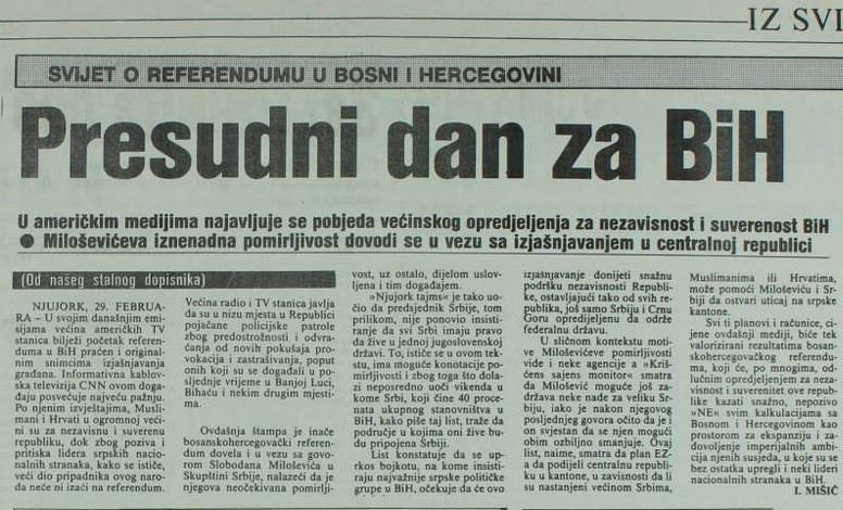 BiH Se Branila Referendumom: Kako Su Mediji 1992. Godine Izvještavali O ...