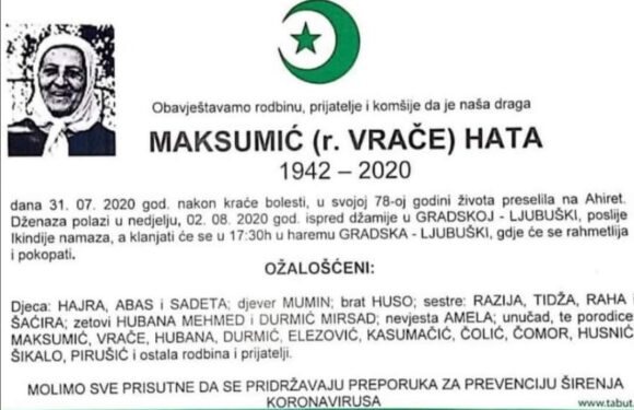 Preselila Maksumić (rođ. Vrače) Hata