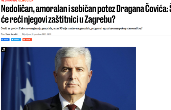 Hrvatski mediji o sramnom potezu HDZ-a: Čović želi ozakoniti slobodu negiranja četničkih pokolja u BiH
