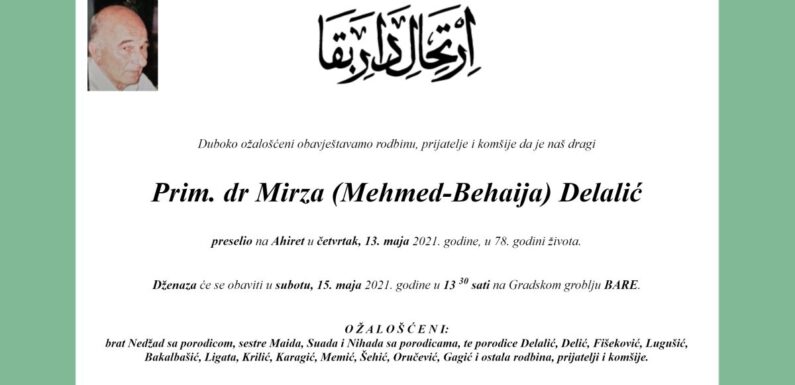 Preselio prim.dr. Mirza Delalić